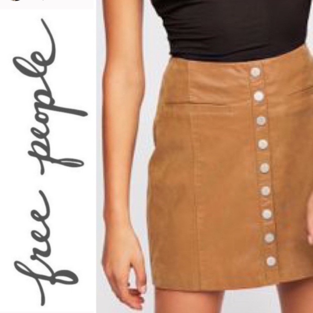 Free People Snap to It Faux Leather Skirt 0